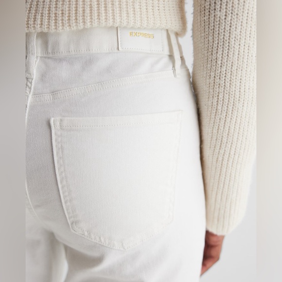 Express White High Waisted White Ripped '90s Bootcut Jeans Size 12 - Picture 3 of 7